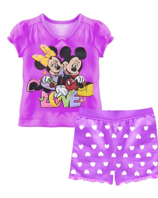 Purple baby tshirt shorts set mickey minnie theme cute gift