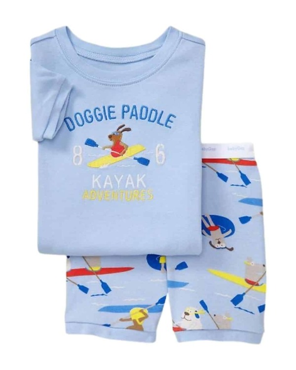 Sky blue toddler tshirt shorts dog print casual gift outfit