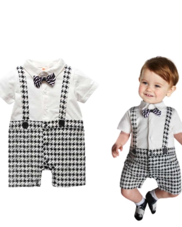 Black and white checks rompers for infants, stylish and cute for gifting or events