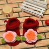 Maroon crochet infant booties for baby girls, cute and comfortable for gifting or events