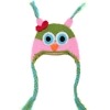 Pink green crochet cap with plaits for baby girl, cute winter hat for daily wear
