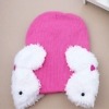 Pink bunny ear cap for baby girl in soft winter design, cute and warm for daily wear