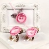 Baby barefoot sandals with pink flowers, stylish and cute for special occasions