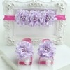 Lavender and pink barefoot sandals for baby girls, comfortable and cute for festivals or gifting