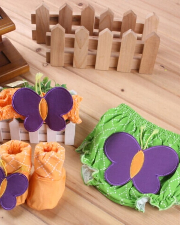 Newborn baby bloomer set orange green comfortable soft fabric daily wear