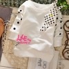 White woolen sweatshirt for girls, cozy winter party outfit