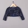 Navy blue sequined shrug for baby girls, stylish party wear