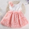 Peach and white birthday dress for newborn baby girls, stylish cute outfit