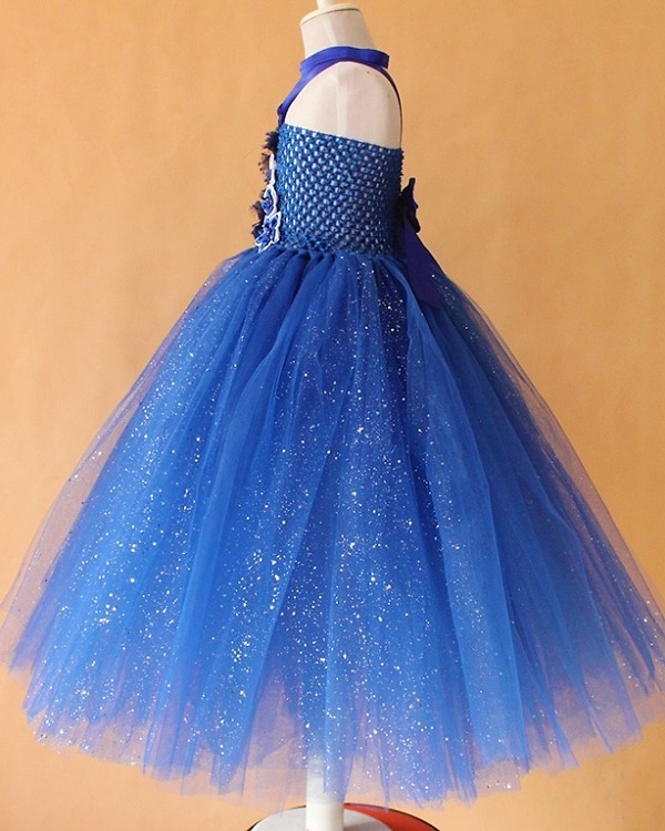 Cute royal blue glitter tutu dress for girls, stylish and festive