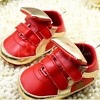 Red and golden fashion booties for boys, cute festive footwear