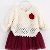 Off-white and maroon infant winter party dress, elegant and cute