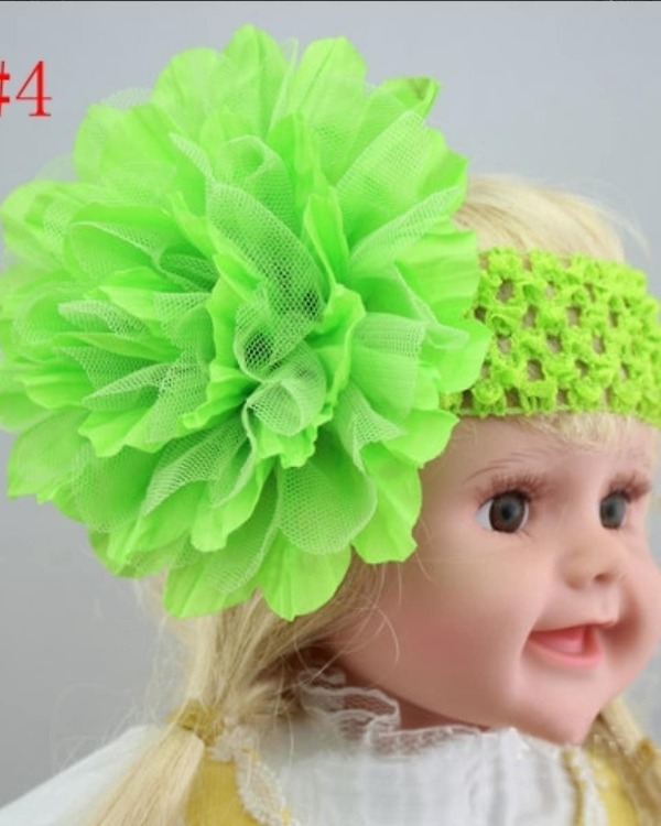 Neon green crochet baby hairband, cute accessory for party gifting