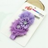 Baby headband with three lavender flowers, cute and stylish for gifting or festivals