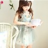 Pastel green girls floral dress, wedding party cute outfit