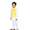 White designer kurta pajama with waistcoat for toddler boys, stylish festival wear