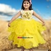 Party wear yellow and white designer luxury dress for girls, stylish and cute for gifting or celebrations