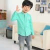 Sea green baby boy shirt with grey collars and cuffs, stylish party wear