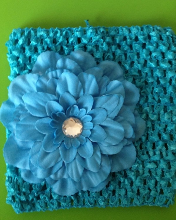 Sky blue crochet floral hairband, toddler girl, birthday or party, cute accessory
