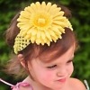 Yellow big flower crochet headband for kids, cute festive accessory