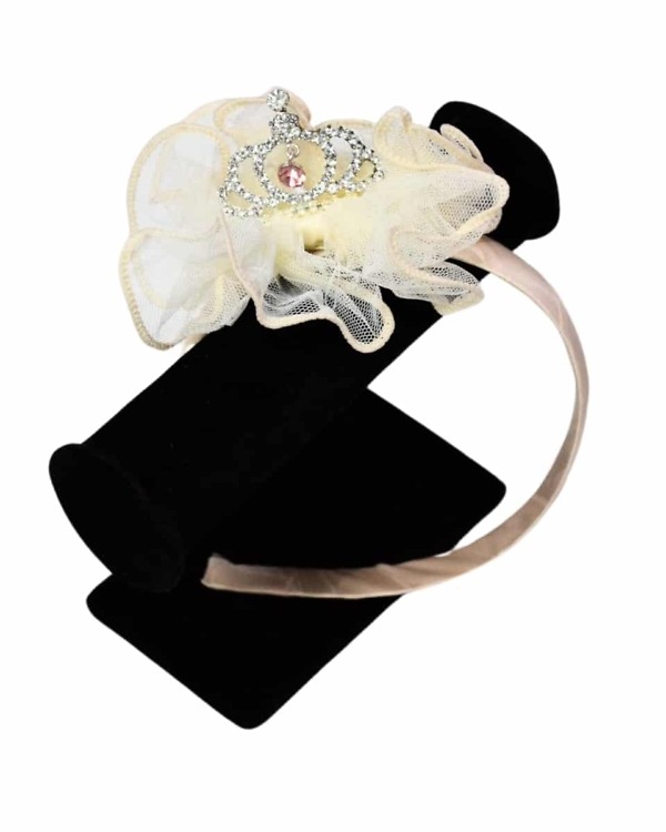 Off-white net party hair band for girls, cute and stylish for gifting or festive occasions