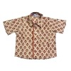 Beige cotton shirt with red floral print for kids