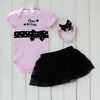 Black and baby pink baby girl bodysuit with headband, cute and stylish for special occasions