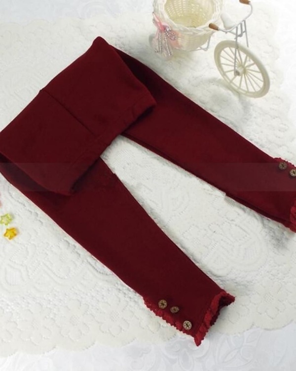 Maroon woolen leggings for babies, stylish winter party or festive wear