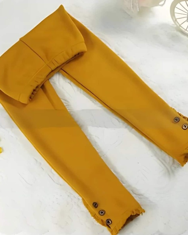 Mustard yellow baby girl leggings comfortable daily wear by Pink Blue India