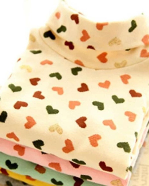 Off-white colorful hearts toddler girl winter sweater, cute and warm for gifting or festivals