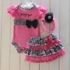 Baby girl pink black bodysuit with headband perfect baby gift set