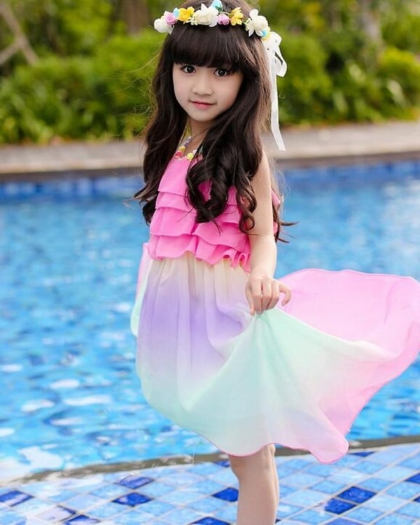 Pink shaded party dress for infant girls, festive and cute
