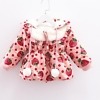 Pink and red strawberry winter coat, girls festive party outfit, cute and cozy