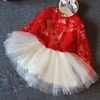 Red and cream net dress for little girls, cute and festive outfit