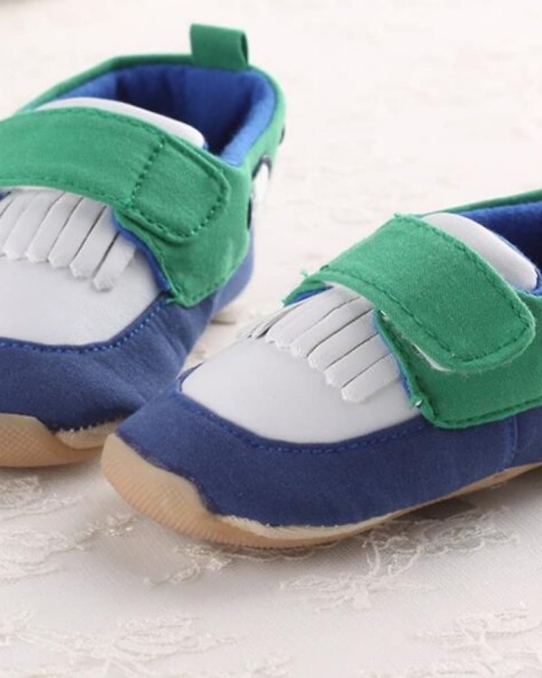 Shoes for boys in blue, green, and white, cute and stylish for parties