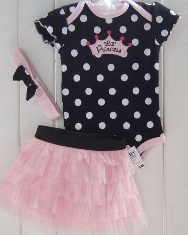 Pink black newborn baby bodysuit stylish outfit for gifting
