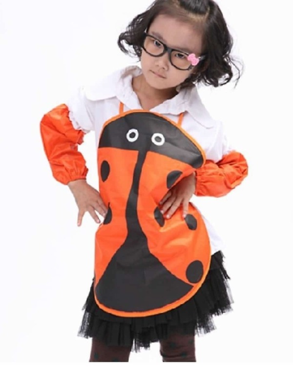 Waterproof orange cooking ladybug apron for kids, cute and practical for gifting or playtime