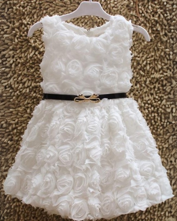 White floral net boutique dress for girls, elegant and stylish for celebrations