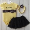 Baby girl romper set yellow black stylish design comfortable party wear