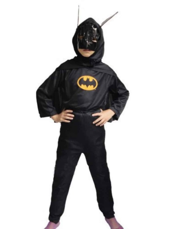 Black Batman costume for kids, stylish superhero outfit for birthday parties and fancy dress