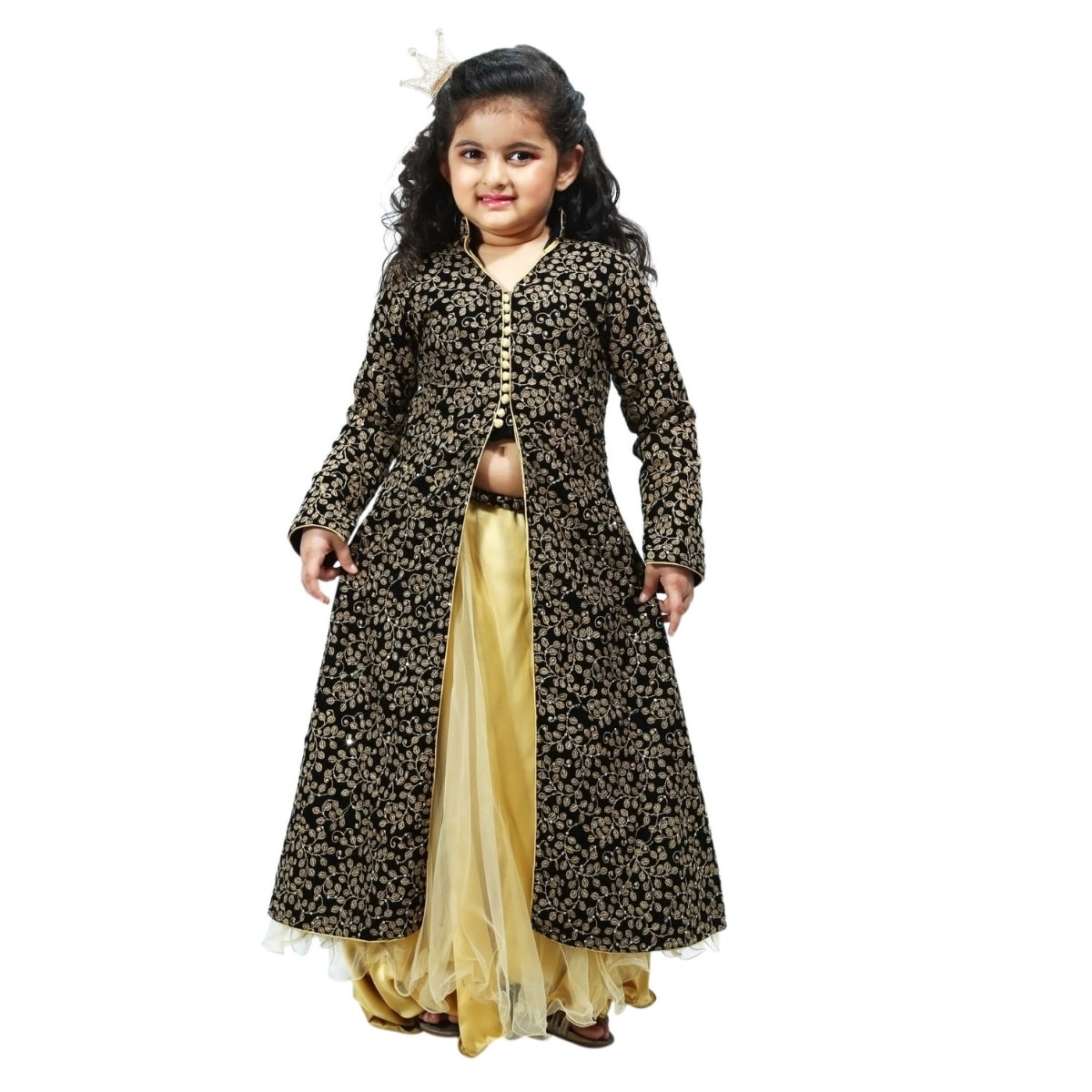 Designer ethnic black jacket for kids, stylish and cute for gifting or festive occasions