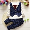 Baby boys formal set, white t-shirt with waistcoat & striped pants, stylish & cute