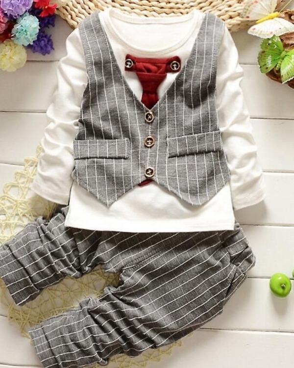 Boys stylish t-shirt with waistcoat, cute wedding outfit