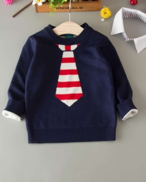 Toddler baby boy blue pullover, stylish and warm for winter gifting or festive occasions