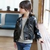 Black leather jacket for baby girls, trendy party wear, stylish