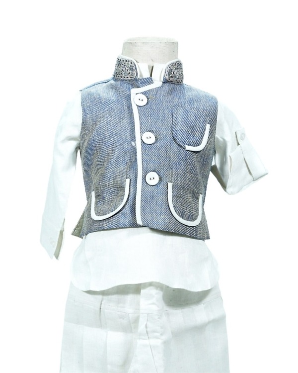 Baby boy angrakha-style breeches kurta pajama set, stylish and festive