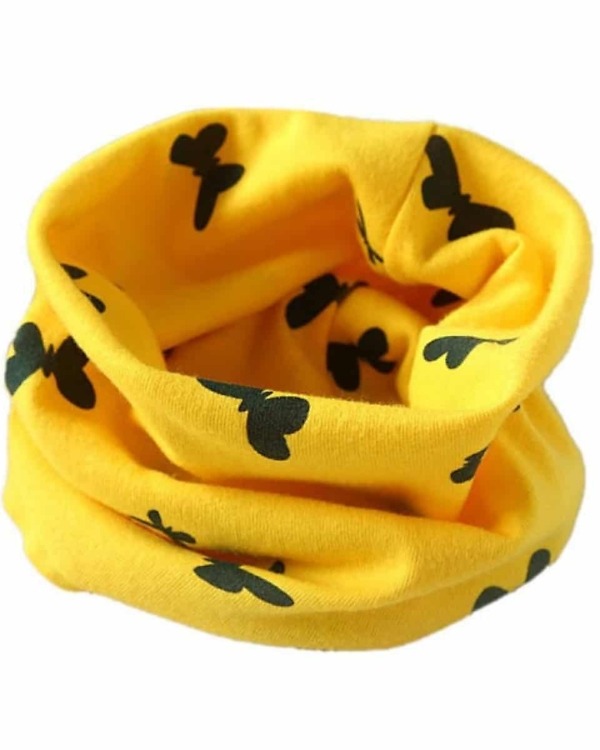Children yellow butterfly infinity cowl circle scarf, cute and cozy for gifting or festivals