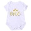 Baby girl first birthday onesie gold glitter one outfit