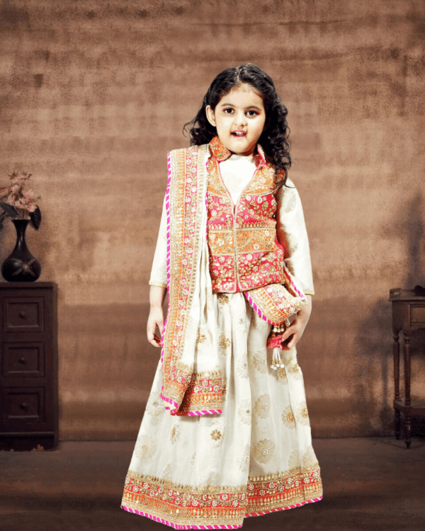 Saree lehenga outfit for baby girl, traditional party wear for wedding and festivals