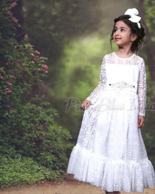White baptism dress, baby girl formal party outfit, cute and elegant