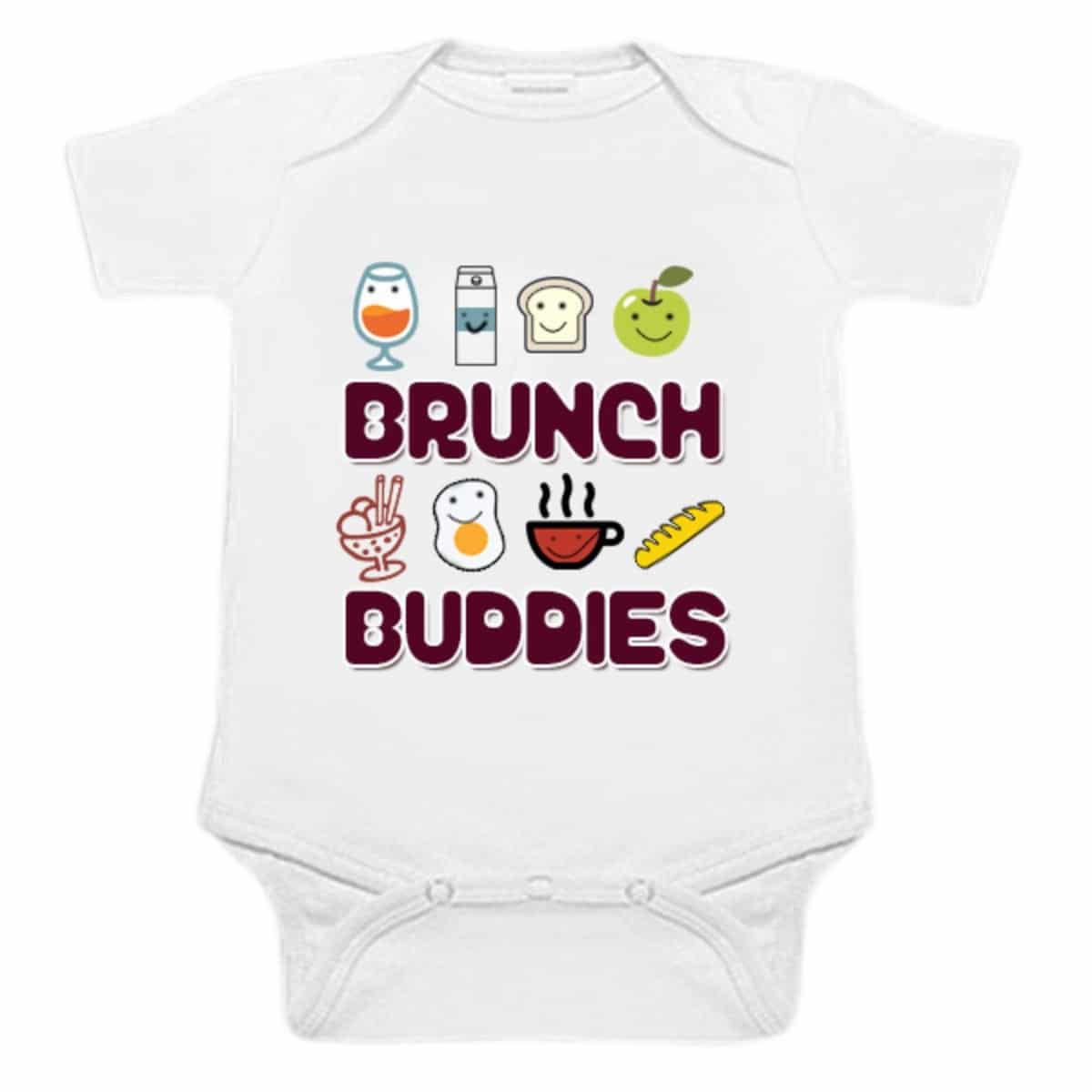 Newborn baby onesie white brunch buddies name print comfortable cute daily wear